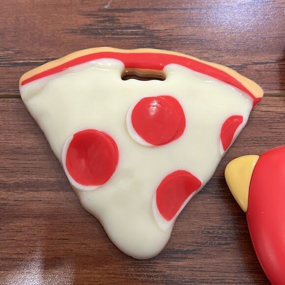 Set of 2 Baby Teething Play Toys Pizza Red Bird - Picture 2 of 5